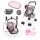 Puppenbuggy mit Zubehör grau/pink für Puppen bis 46cm