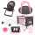 Reise-Set 9in1 mit Puppenbett und Hochstuhl schwarz/pink