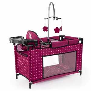 Multi-Puppenbett integrierter Hochstuhl Esstablett Wickelauflage bordo