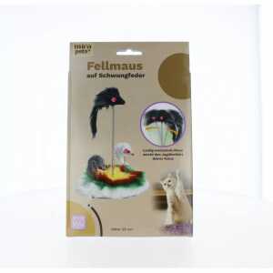 Katzenspielzeug Fellmaus auf Schwungfeder 25cm