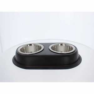 Doppelfressnapf 2 Schüsseln schwarz/silber 35,5x21x5,5cm Ø 13cm