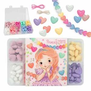Depesche Princess Mimi Perlen Set DIY Herz Perlen 9 Farben 2 Bänder