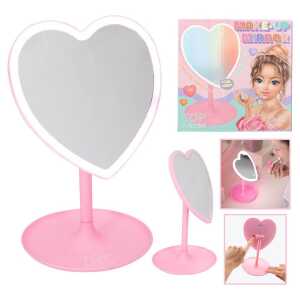 Depesche TOPModel Schmink Spiegel BEAUTY and ME rosa LED Rand Herzform
