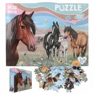 Miss Melody Puzzle Pferd 58x40cm 100 Teile Karton Koffer m Tragegriff