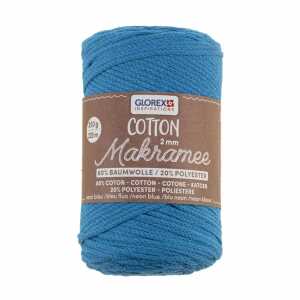 GLOREX Makramee Cotton neonblau 2mmx225m 250g