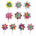 Windmühle auf Holzstab Ø25x43cm 4fach sortiert