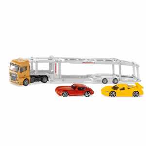 siku MAN Autotransporter mit 2 Autos beweglicher Auffahrtrampe