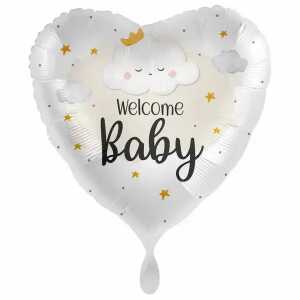amscan Folienballon Welcome Baby Herz weiß 43cm