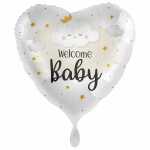 amscan Folienballon Welcome Baby Herz weiß 43cm
