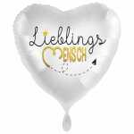 amscan Folienballon Lieblings Mensch Herz weiß 43cm