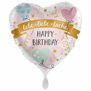 amscan Folienballon Happy Birthday Herz pastell 43cm