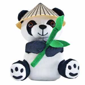 Plüsch Laber-Panda Bao Bao mit Hut und Bambus 145x12x18cm