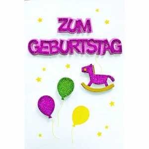 Kurt Eulzer Geburtstagskarte Kinder Motiv Schaukelpferd