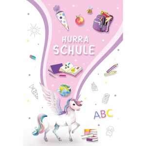 Kurt Eulzer Glückwunschkarte Einschulung Hurra Schule Pegasus