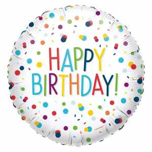 amscan Folienballon Standard EU Confetti Birthday 43cm