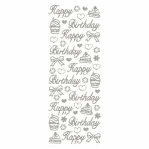 RÖSSLER Sticker Glitter Happy Birthday silber