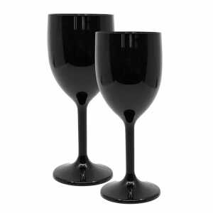 Mehrweg-Weinglas aus Kunststoff schwarz 2 Stück