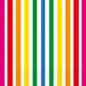 Servietten Bright Colours Streifen 33x33cm 20 Stück