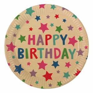 Pappteller Happy B-Day Ø23cm 8 Stück