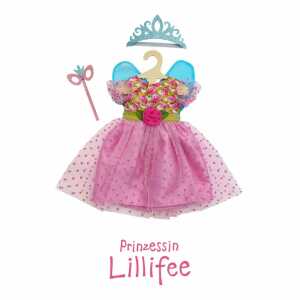 Puppenkleid Prinzessin Lillifee m Glitzerkrone und Augenmaske 35-45cm