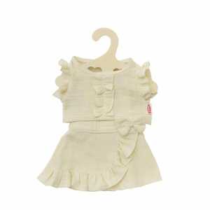 Puppen-Wickelrock mit Rüschen-Top ecru 35-45cm aus 100% Bio-Baumwolle