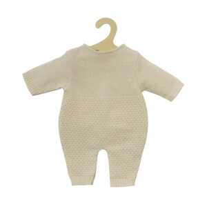 Puppen-Strickstrampler ecru 28-35cm aus 100% Bio-Baumwolle