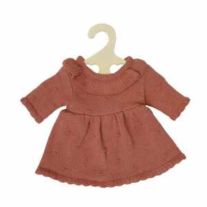 Puppen-Stickkleid pfirsich 28-35cm aus 100% Bio-Baumwolle