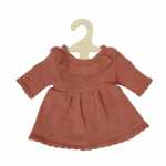 Puppen-Stickkleid pfirsich 28-35cm aus 100% Bio-Baumwolle