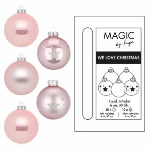 Weihnachtskugeln Lovely Magnolia rosa 6cm 30 Stück