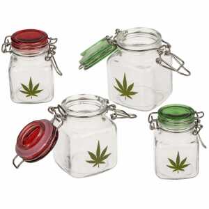 Aufbewahrungsbehälter Cannabis 4x7cm 2fach sortiert