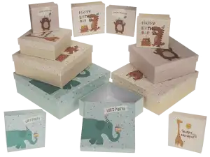 OOTB Mehrfarbige Geschenkkartonage Geburtstags-Tiere