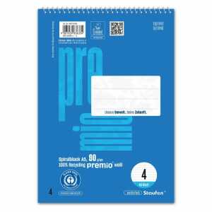 Staufen Spiralblock Premio Lineatur 4 40 Blatt 9mm lin blau A5 90g/m²