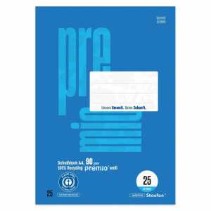 Schulblock Lin 25 50 Bl 9mm liniert mit Rand 4-Loch blau A4 90g/m²