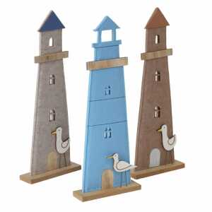 BOLTZE Dekoaufsteller Coasty Leuchtturm mit Stand 3fach sortiert