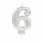 amscan Zahlenkerze 6 Sparkling Celebrations silber 9,3cm