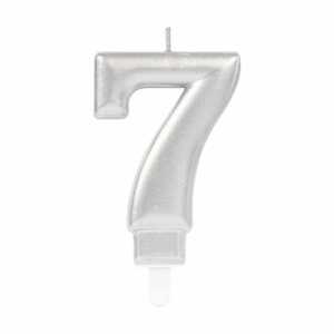 amscan Zahlenkerze 7 Sparkling Celebrations silber 9,3cm