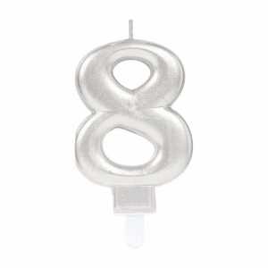 amscan Zahlenkerze 8 Sparkling Celebrations silber 9,3cm