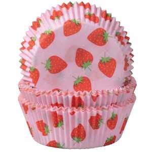 Demmler Muffinbackförmchen Erdbeeren rosa 50x25mm 60 Stück