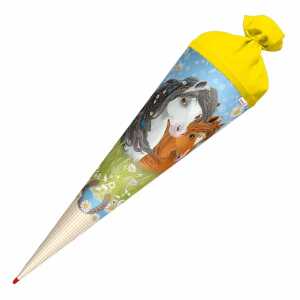 Roth Schultüte Blumenpferde rund Schutzspitze Filzverschluss 70cm