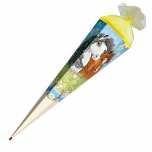 Roth Schultüte Blumenpferde eckig Schutzspitze Tüllverschluss 85cm