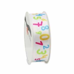 PRÄSENT Satinband Schulanfang bunte Zahlen 25mmx3m