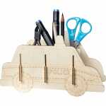 PEBARO Holzbausatz Laser cut Stiftehalter Polizeiauto