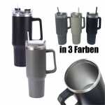 Trinkbecher mit Strohhalm 3fach sortiert