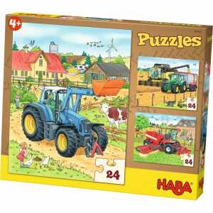 HABA Puzzles Traktor & Co. 3x 24 Teile