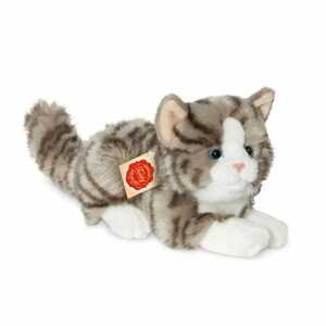 Teddy-Hermann Plüsch Katze liegend grau 20cm