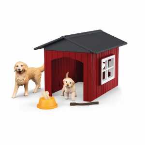 schleich Farm World Hundehütte mit Goldenretrievern