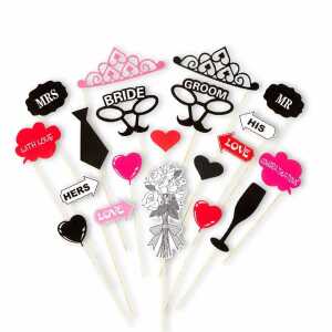 WIDMANN Fotobox Requisiten Brau und Bräutigam 20 Teile