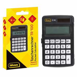 Idena Taschenrechner TR100 solar schwarz 8stelliges Display