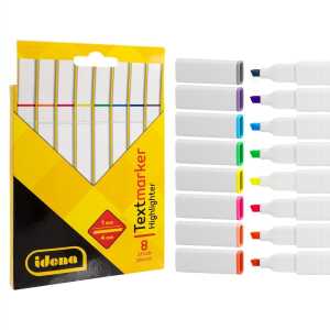 Idena Textmarker 8 Farben Strichstärke 1-4mm