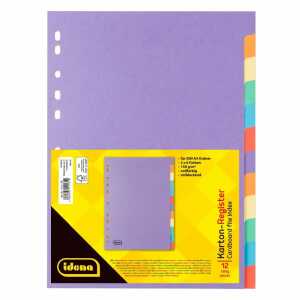 Idena Kartonregister 12teilig 6 Farben 150g/m² DIN A4